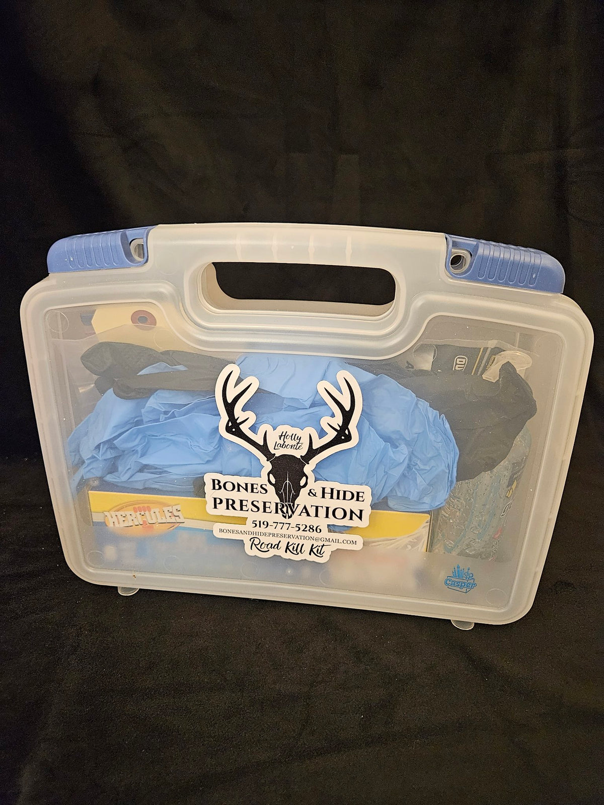 Bones & Hide Road Kill Kit carry case with gloves and supplies