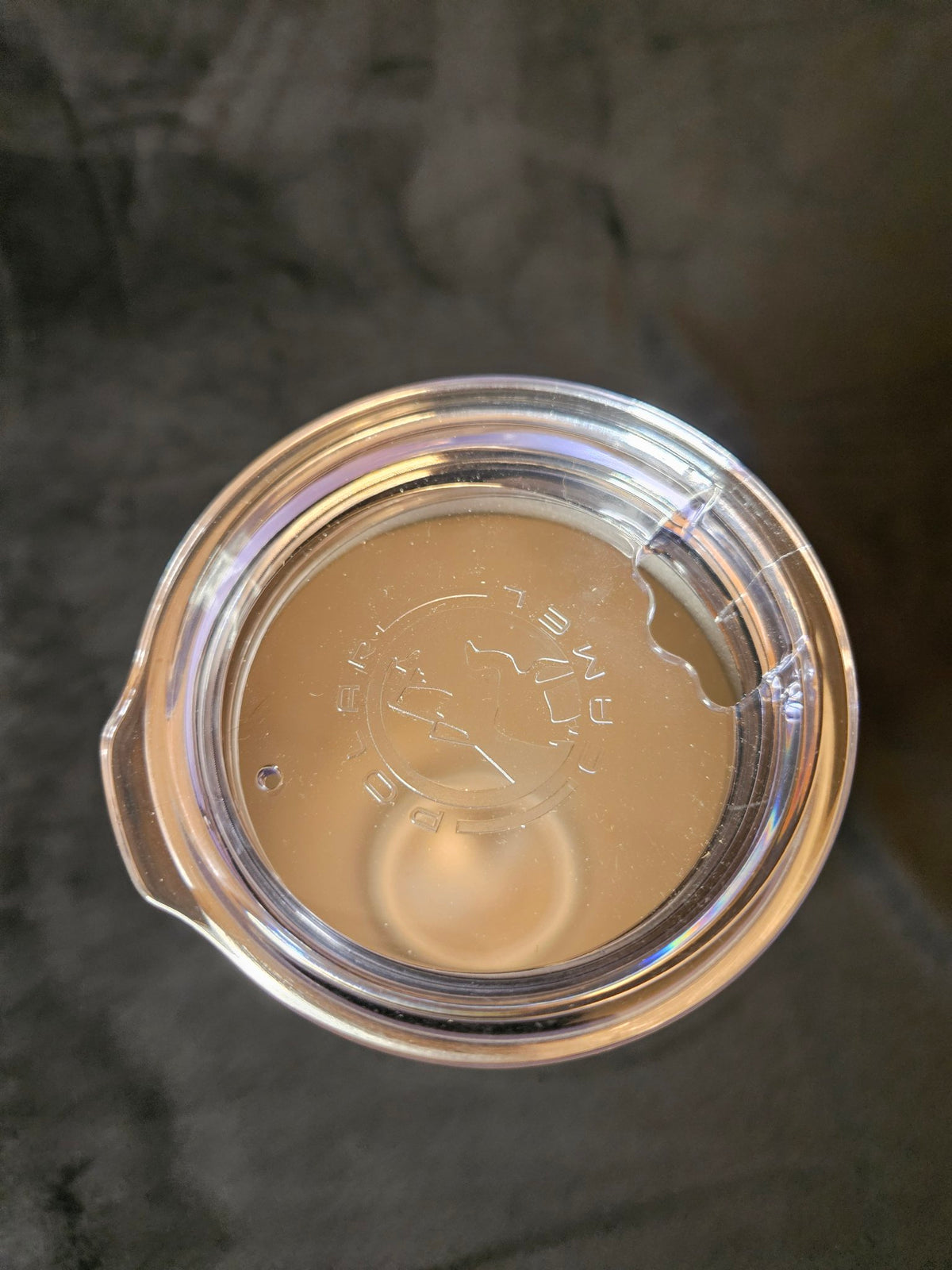Tumbler sip lid, top view